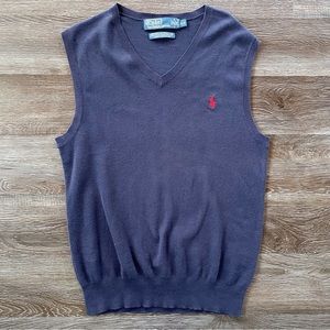 Polo Ralph Lauren Sweater Vest Men’s Size Small Pima Cotton V-neck Navy Blue